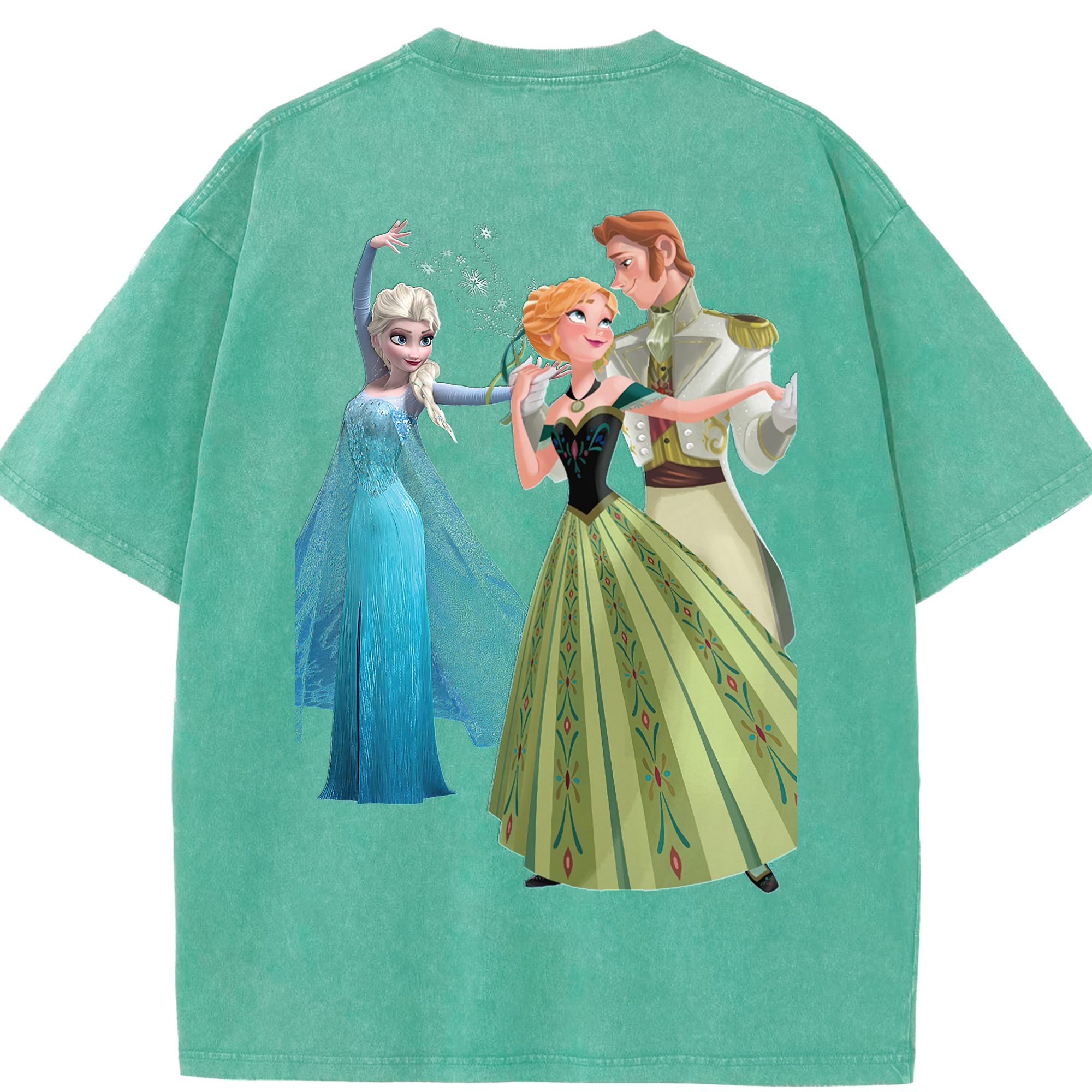 （画像用） アナと雪の女王 アンナ エルサ Frozen Anna Elsa 綿100% ヴィンテージ風 半袖Tシャツ（背面プリント）